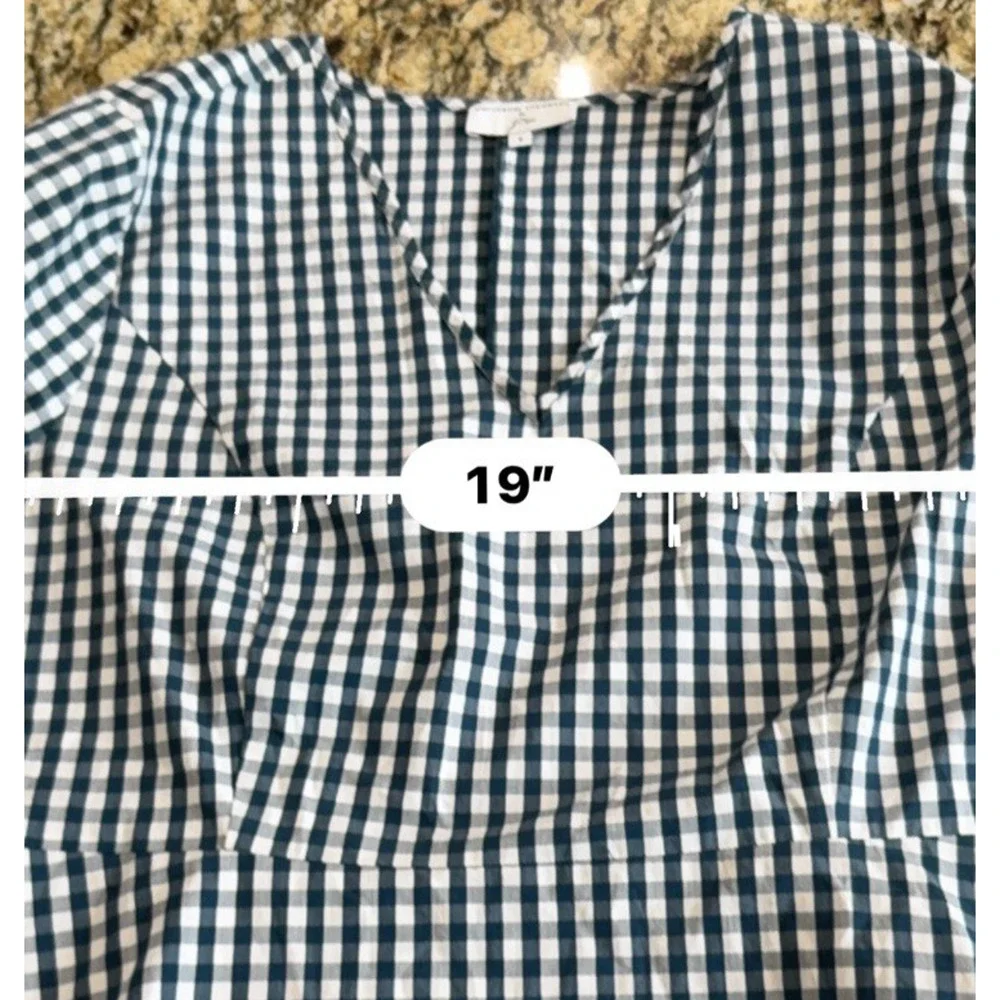 J.Crew Universal Standard Blue White Gingham V-Neck Shirt Women's Small